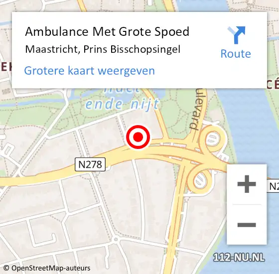 Locatie op kaart van de 112 melding: Ambulance Met Grote Spoed Naar Maastricht, Prins Bisschopsingel op 4 juli 2023 21:34