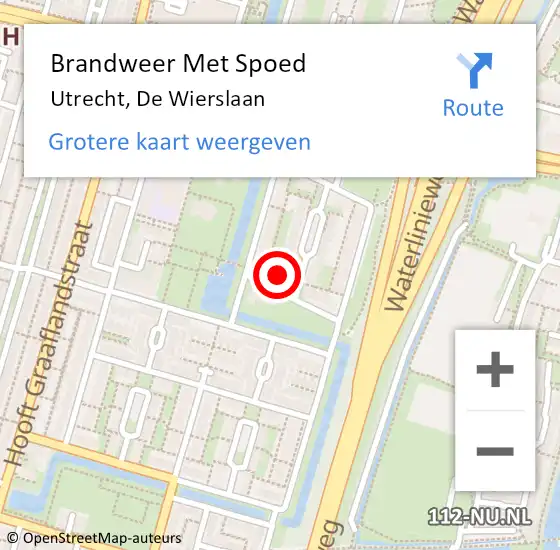 Locatie op kaart van de 112 melding: Brandweer Met Spoed Naar Utrecht, De Wierslaan op 4 juli 2023 21:44