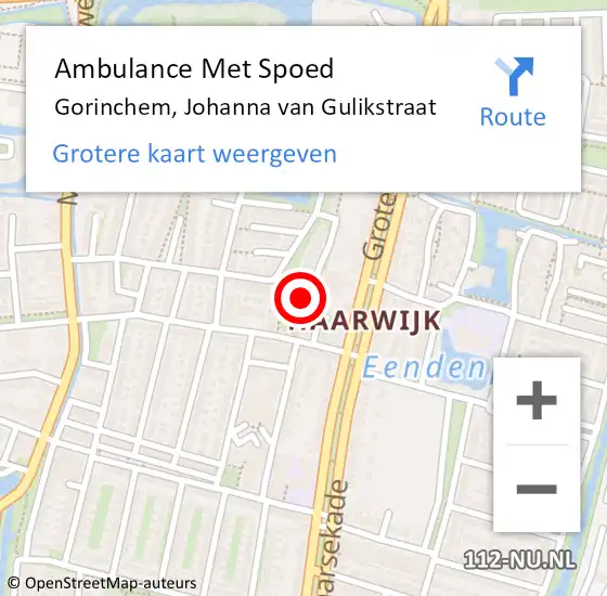 Locatie op kaart van de 112 melding: Ambulance Met Spoed Naar Gorinchem, Johanna van Gulikstraat op 4 juli 2023 22:11