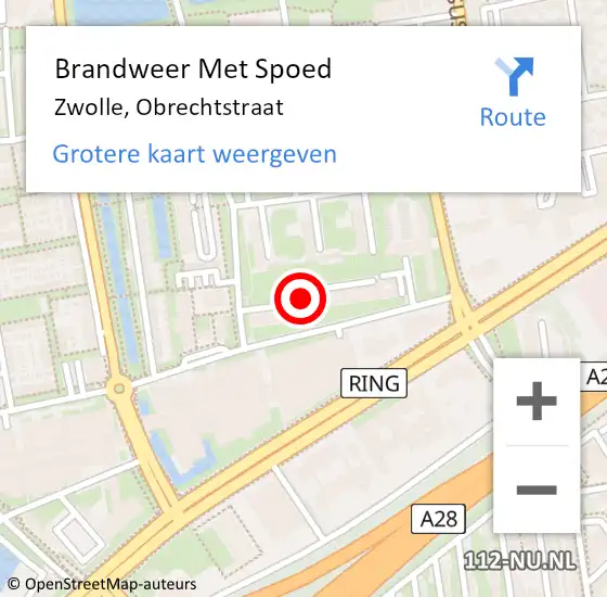 Locatie op kaart van de 112 melding: Brandweer Met Spoed Naar Zwolle, Obrechtstraat op 4 juli 2023 22:41