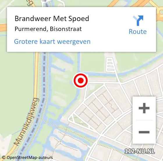 Locatie op kaart van de 112 melding: Brandweer Met Spoed Naar Purmerend, Bisonstraat op 4 juli 2023 22:42