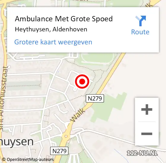 Locatie op kaart van de 112 melding: Ambulance Met Grote Spoed Naar Heythuysen, Aldenhoven op 4 juli 2023 22:44