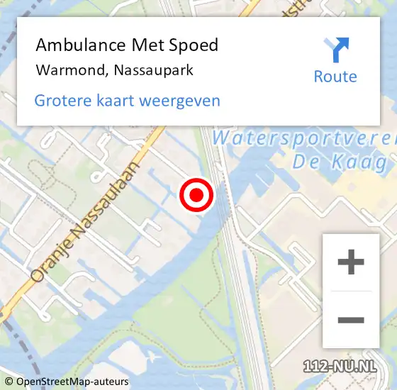 Locatie op kaart van de 112 melding: Ambulance Met Spoed Naar Warmond, Nassaupark op 4 juli 2023 22:49