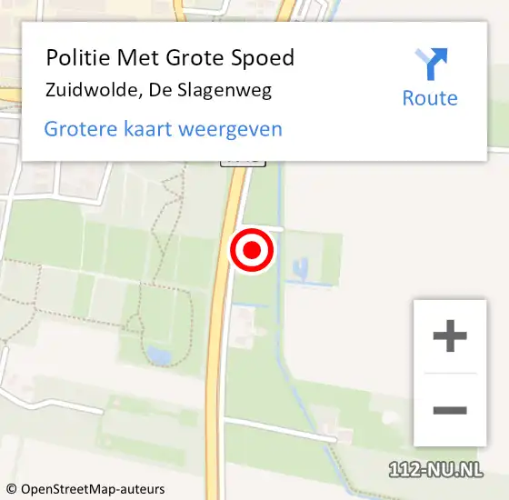 Locatie op kaart van de 112 melding: Politie Met Grote Spoed Naar Zuidwolde, De Slagenweg op 4 juli 2023 23:09