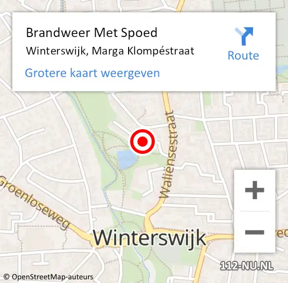 Locatie op kaart van de 112 melding: Brandweer Met Spoed Naar Winterswijk, Marga Klompéstraat op 4 juli 2023 23:25