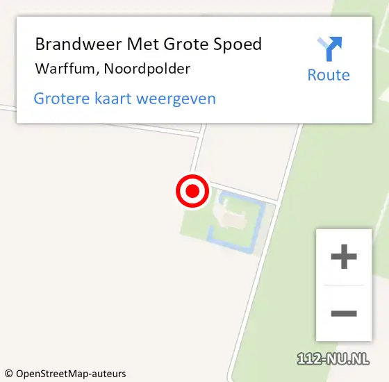 Locatie op kaart van de 112 melding: Brandweer Met Grote Spoed Naar Warffum, Noordpolder op 5 juli 2023 00:11