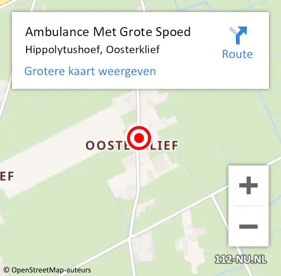 Locatie op kaart van de 112 melding: Ambulance Met Grote Spoed Naar Hippolytushoef, Oosterklief op 5 juli 2023 00:18