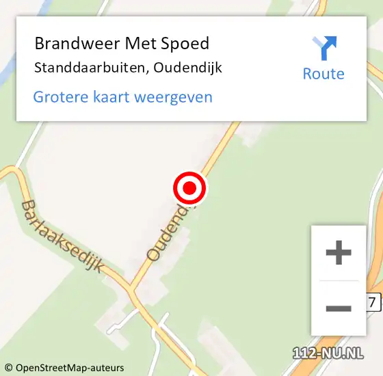 Locatie op kaart van de 112 melding: Brandweer Met Spoed Naar Standdaarbuiten, Oudendijk op 5 juli 2023 02:46