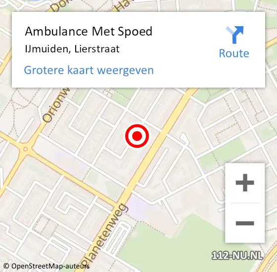 Locatie op kaart van de 112 melding: Ambulance Met Spoed Naar IJmuiden, Lierstraat op 5 juli 2023 03:03