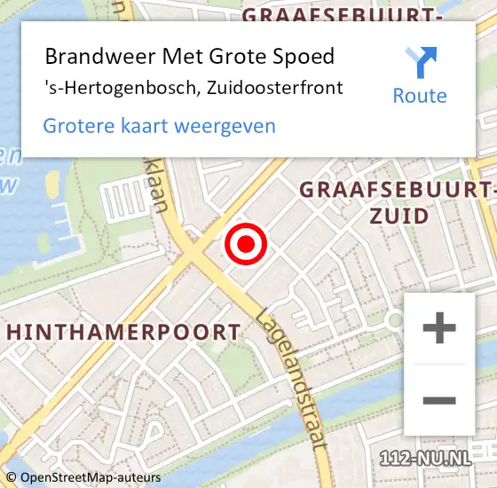 Locatie op kaart van de 112 melding: Brandweer Met Grote Spoed Naar 's-Hertogenbosch, Zuidoosterfront op 5 juli 2023 03:29