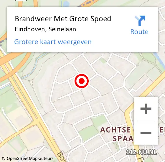 Locatie op kaart van de 112 melding: Brandweer Met Grote Spoed Naar Eindhoven, Seinelaan op 5 juli 2023 04:20