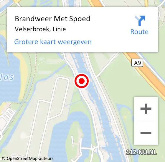 Locatie op kaart van de 112 melding: Brandweer Met Spoed Naar Velserbroek, Linie op 5 juli 2023 08:08