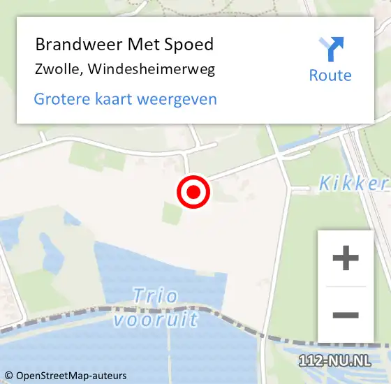 Locatie op kaart van de 112 melding: Brandweer Met Spoed Naar Zwolle, Windesheimerweg op 13 oktober 2013 09:46