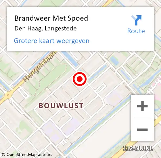 Locatie op kaart van de 112 melding: Brandweer Met Spoed Naar Den Haag, Langestede op 5 juli 2023 08:19