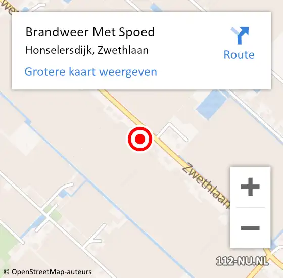 Locatie op kaart van de 112 melding: Brandweer Met Spoed Naar Honselersdijk, Zwethlaan op 5 juli 2023 08:26