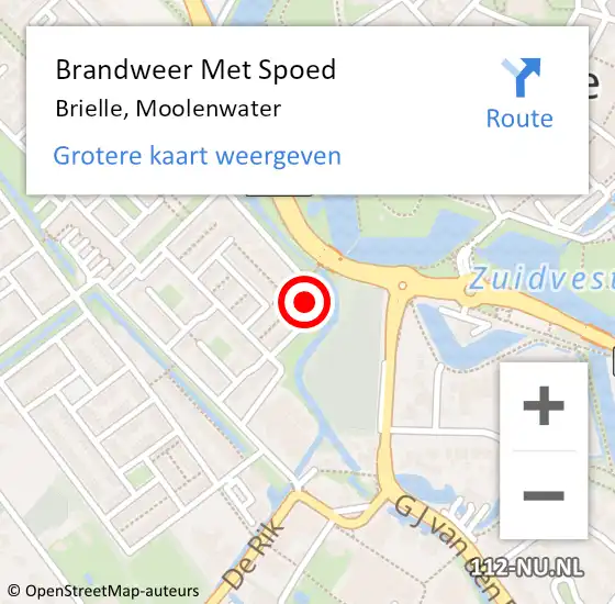 Locatie op kaart van de 112 melding: Brandweer Met Spoed Naar Brielle, Moolenwater op 5 juli 2023 08:41