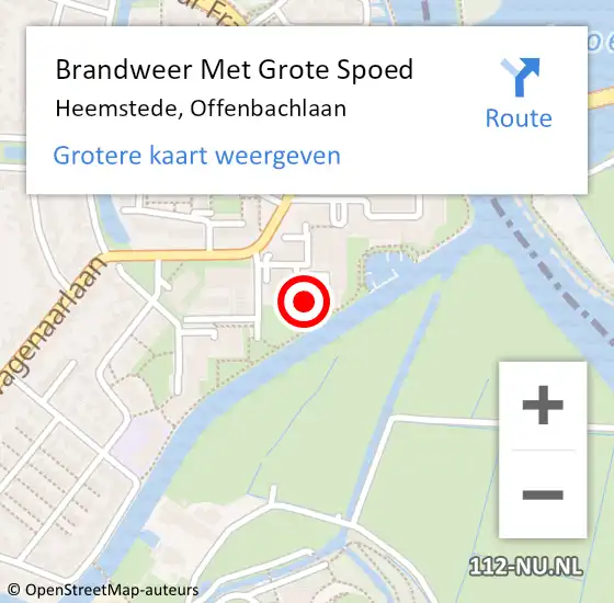 Locatie op kaart van de 112 melding: Brandweer Met Grote Spoed Naar Heemstede, Offenbachlaan op 5 juli 2023 08:47