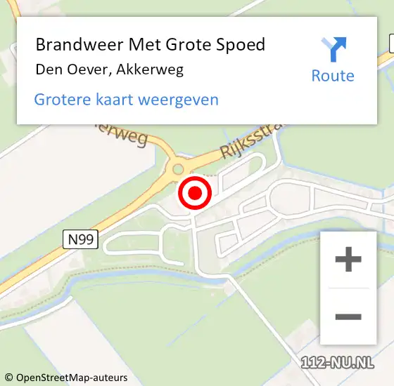 Locatie op kaart van de 112 melding: Brandweer Met Grote Spoed Naar Den Oever, Akkerweg op 31 augustus 2014 14:05