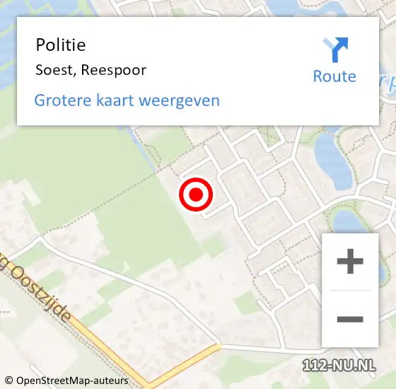 Locatie op kaart van de 112 melding: Politie Soest, Reespoor op 5 juli 2023 08:58