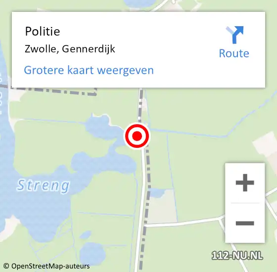 Locatie op kaart van de 112 melding: Politie Zwolle, Gennerdijk op 5 juli 2023 08:59