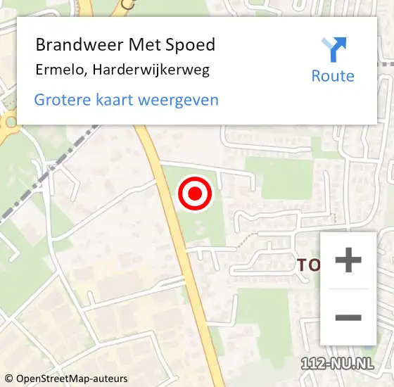 Locatie op kaart van de 112 melding: Brandweer Met Spoed Naar Ermelo, Harderwijkerweg op 5 juli 2023 09:08