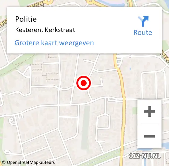 Locatie op kaart van de 112 melding: Politie Kesteren, Kerkstraat op 5 juli 2023 09:18