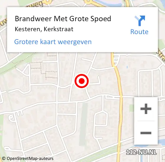 Locatie op kaart van de 112 melding: Brandweer Met Grote Spoed Naar Kesteren, Kerkstraat op 5 juli 2023 09:19