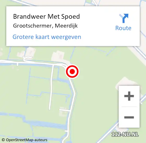 Locatie op kaart van de 112 melding: Brandweer Met Spoed Naar Grootschermer, Meerdijk op 5 juli 2023 09:19