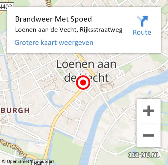 Locatie op kaart van de 112 melding: Brandweer Met Spoed Naar Loenen aan de Vecht, Rijksstraatweg op 5 juli 2023 09:23