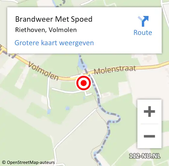 Locatie op kaart van de 112 melding: Brandweer Met Spoed Naar Riethoven, Volmolen op 5 juli 2023 09:25