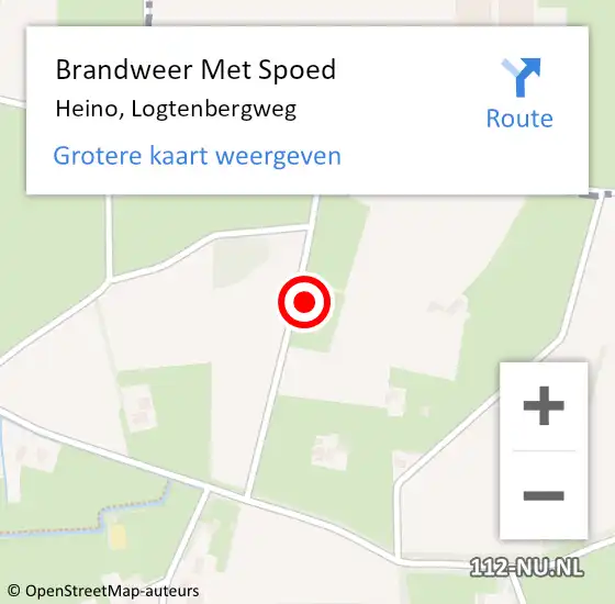 Locatie op kaart van de 112 melding: Brandweer Met Spoed Naar Heino, Logtenbergweg op 5 juli 2023 09:25