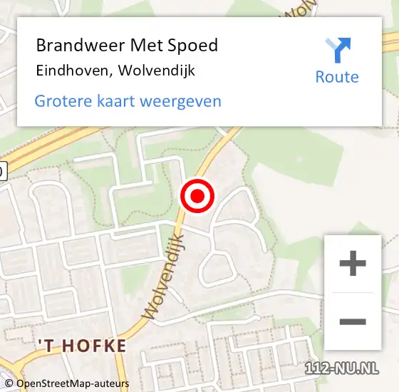 Locatie op kaart van de 112 melding: Brandweer Met Spoed Naar Eindhoven, Wolvendijk op 5 juli 2023 09:30