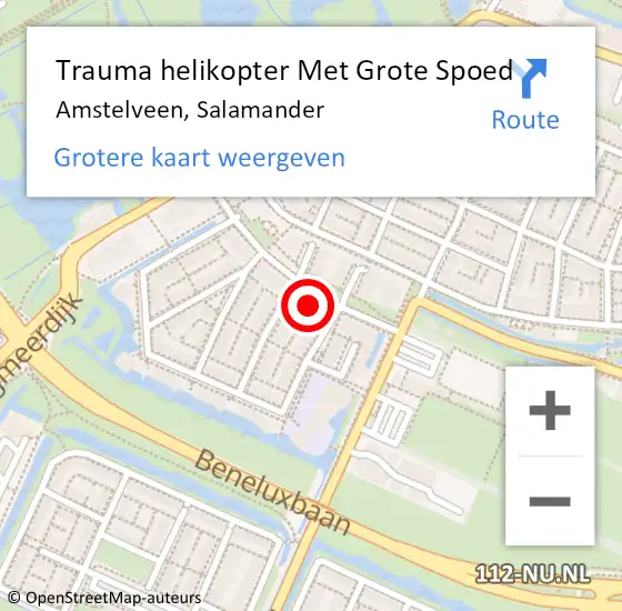 Locatie op kaart van de 112 melding: Trauma helikopter Met Grote Spoed Naar Amstelveen, Salamander op 5 juli 2023 09:36