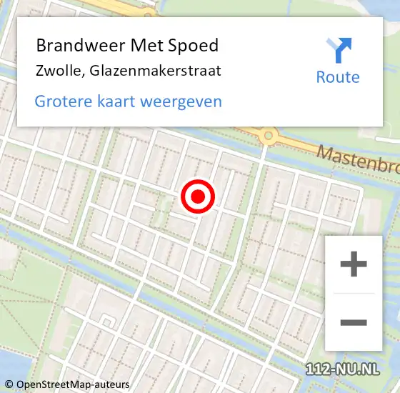 Locatie op kaart van de 112 melding: Brandweer Met Spoed Naar Zwolle, Glazenmakerstraat op 5 juli 2023 09:36