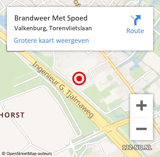 Locatie op kaart van de 112 melding: Brandweer Met Spoed Naar Valkenburg, Torenvlietslaan op 5 juli 2023 09:43