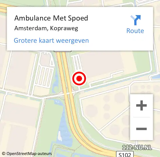 Locatie op kaart van de 112 melding: Ambulance Met Spoed Naar Amsterdam, Kopraweg op 5 juli 2023 09:45