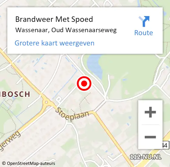 Locatie op kaart van de 112 melding: Brandweer Met Spoed Naar Wassenaar, Oud Wassenaarseweg op 5 juli 2023 09:46