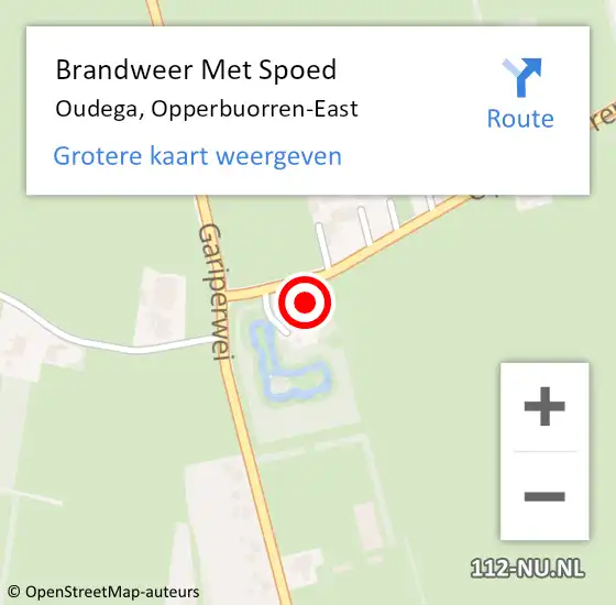 Locatie op kaart van de 112 melding: Brandweer Met Spoed Naar Oudega, Opperbuorren-East op 5 juli 2023 09:49