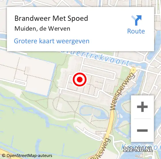 Locatie op kaart van de 112 melding: Brandweer Met Spoed Naar Muiden, de Werven op 5 juli 2023 10:01