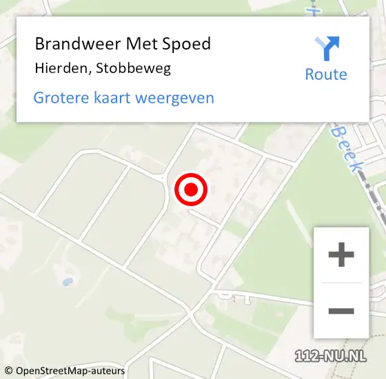 Locatie op kaart van de 112 melding: Brandweer Met Spoed Naar Hierden, Stobbeweg op 5 juli 2023 10:03