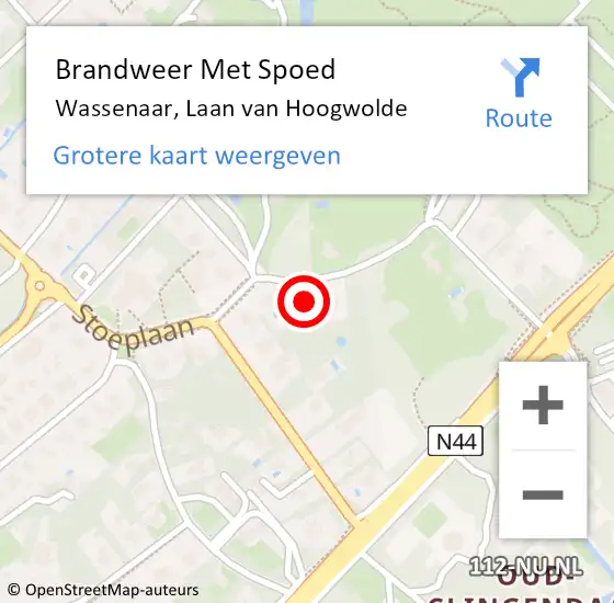 Locatie op kaart van de 112 melding: Brandweer Met Spoed Naar Wassenaar, Laan van Hoogwolde op 5 juli 2023 10:09