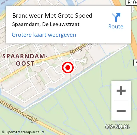 Locatie op kaart van de 112 melding: Brandweer Met Grote Spoed Naar Spaarndam, De Leeuwstraat op 5 juli 2023 10:18