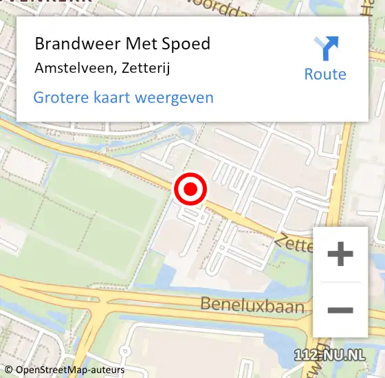 Locatie op kaart van de 112 melding: Brandweer Met Spoed Naar Amstelveen, Zetterij op 5 juli 2023 10:19