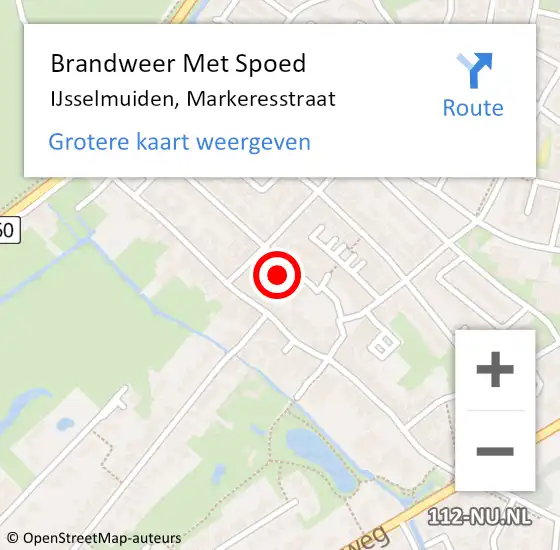 Locatie op kaart van de 112 melding: Brandweer Met Spoed Naar IJsselmuiden, Markeresstraat op 5 juli 2023 10:21