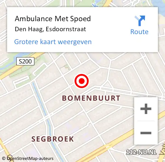 Locatie op kaart van de 112 melding: Ambulance Met Spoed Naar Den Haag, Esdoornstraat op 5 juli 2023 10:21
