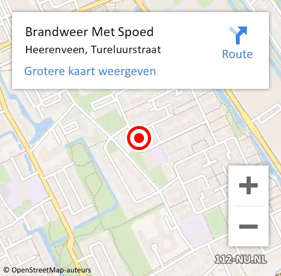 Locatie op kaart van de 112 melding: Brandweer Met Spoed Naar Heerenveen, Tureluurstraat op 5 juli 2023 10:21