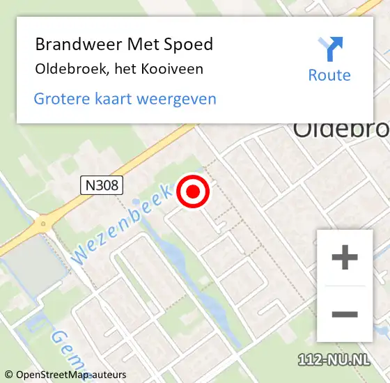 Locatie op kaart van de 112 melding: Brandweer Met Spoed Naar Oldebroek, het Kooiveen op 5 juli 2023 10:31