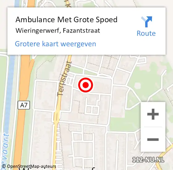 Locatie op kaart van de 112 melding: Ambulance Met Grote Spoed Naar Wieringerwerf, Fazantstraat op 5 juli 2023 10:33