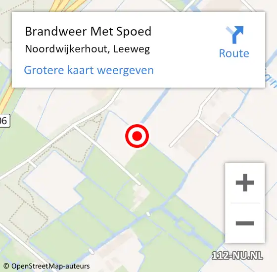 Locatie op kaart van de 112 melding: Brandweer Met Spoed Naar Noordwijkerhout, Leeweg op 5 juli 2023 10:33