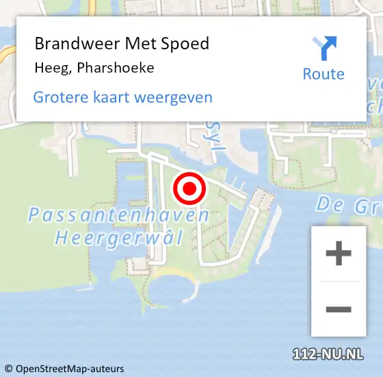 Locatie op kaart van de 112 melding: Brandweer Met Spoed Naar Heeg, Pharshoeke op 5 juli 2023 10:44